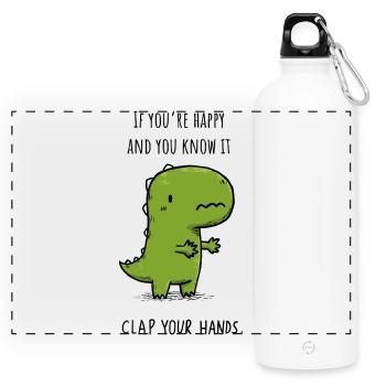 Clapp your hands - Panorama Trinkflasche mit Karabiner 750 ml - Weiß - Vorne