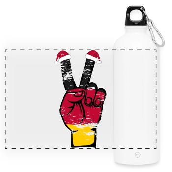 Germany Flag Christmas Peace Symbol used - Panoramic Drinks Bottle with Carabiner 750 ml - white - Front
