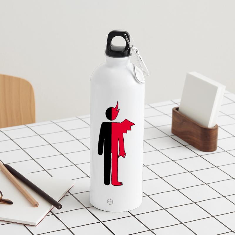 Mann oder Dämon Piktogramm Panorama Trinkflasche mit Karabiner 750 ml