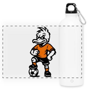 Retro-Duck Fußballheld - Panorama Trinkflasche mit Karabiner 750 ml - Weiß - Vorne