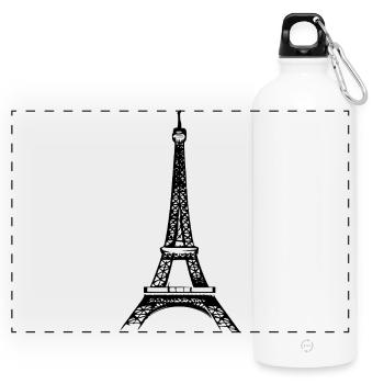 Eiffel tower - Panoramic Drinks Bottle with Carabiner 750 ml - white - Front