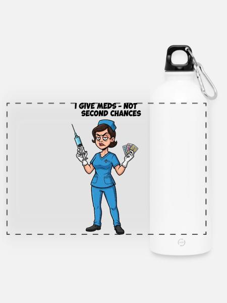 Pflegeheldin Spritze Pillen Krankenschwester - Panorama Trinkflasche mit Karabiner 750 ml - Weiß