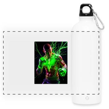 Powerful Lightning Suit - Panoramic Drinks Bottle with Carabiner 750 ml - white - Front