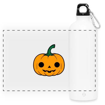 Pumpkin Caricature Halloween Print - Panoramic Drinks Bottle with Carabiner 750 ml - white - Front