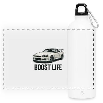Boost Life Street Racer - Panorama Trinkflasche mit Karabiner 750 ml - Weiß - Vorne