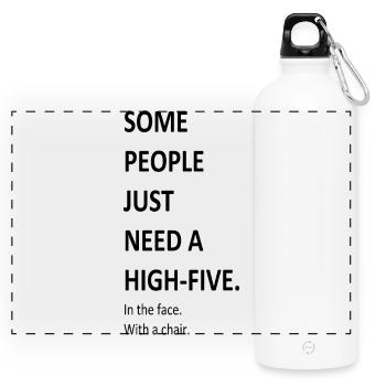 lustiger cooler Spruch lustige coole Sprüche Humor - Panorama Trinkflasche mit Karabiner 750 ml - Weiß - Vorne