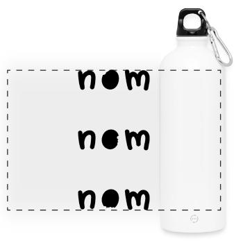 Nom Nom Nom – Funny Design - Panorama Trinkflasche mit Karabiner 750 ml - Weiß - Vorne