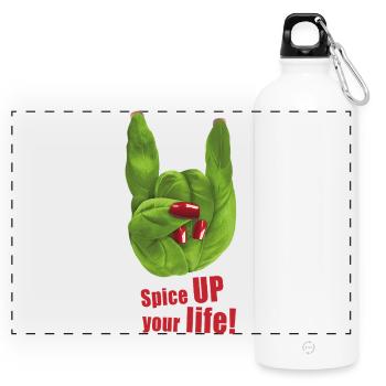 Spice UP your life - Basil - Rock 'n' Roll - Panoramic Drinks Bottle with Carabiner 750 ml - white - Front