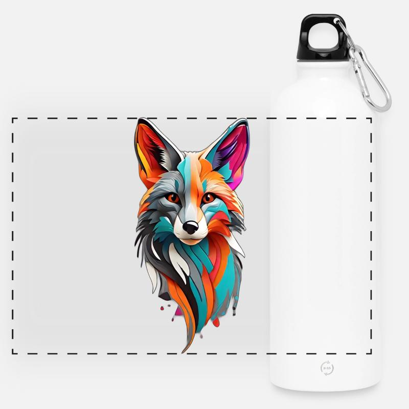 colorful fox - Panoramic Drinks Bottle with Carabiner 750 ml - white
