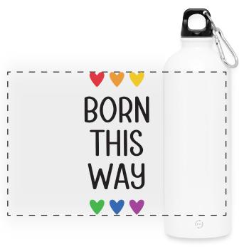 LGBT Pride Month - Born This Way - Panoramic Drinks Bottle with Carabiner 750 ml - white - Front