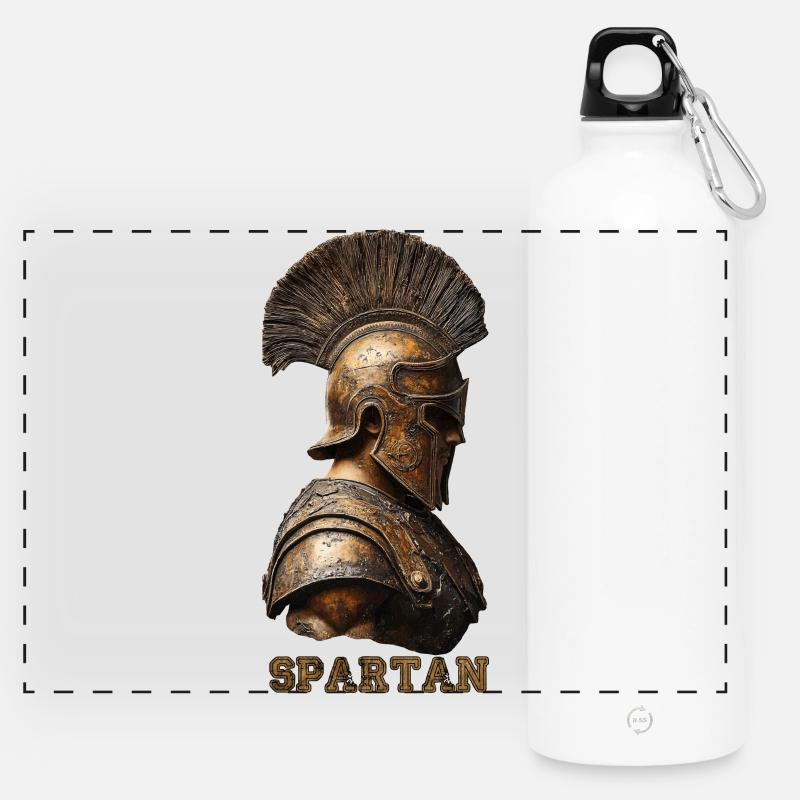Ancient Spartan Warrior - Panoramic Drinks Bottle with Carabiner 750 ml - white