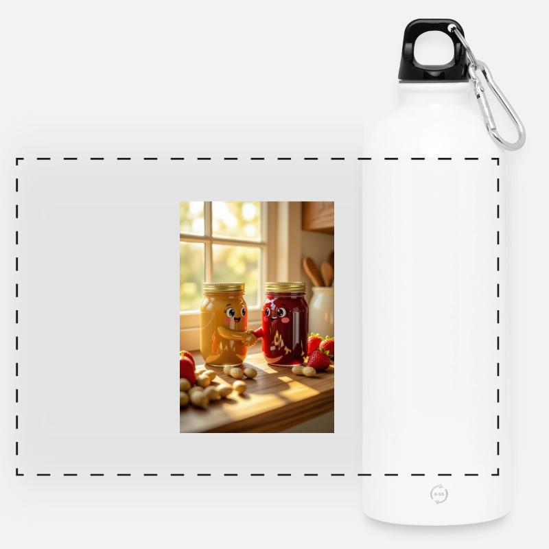 Fun and Warm Jam Jars - Panoramic Drinks Bottle with Carabiner 750 ml - white