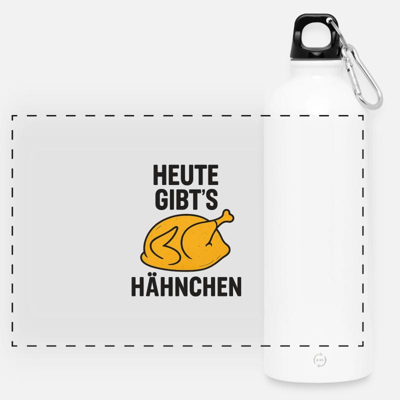 Heute_gibts_Hähnchen - Panoramic Drinks Bottle with Carabiner 750 ml - white