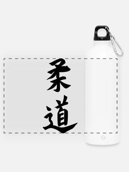 Judo Kanji Emblem - Panorama Trinkflasche mit Karabiner 750 ml - Weiß