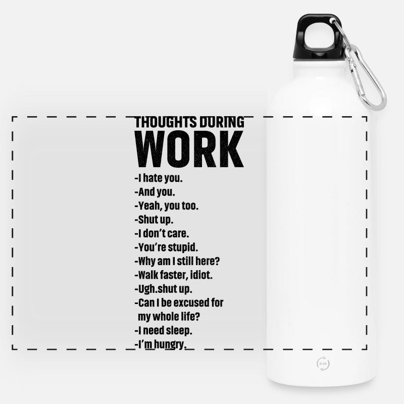 thoughts during work - Gourde panoramique avec mousqueton 750 ml - blanc