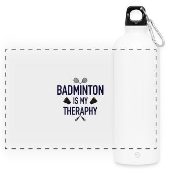 Le badminton est ma thérapie - Gourde panoramique avec mousqueton 750 ml - blanc - Devant