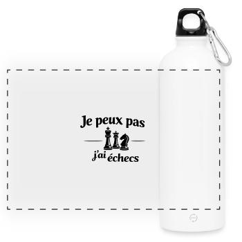 Je peux pas j’ai échecs – Humour stratégie et jeu - Gourde panoramique avec mousqueton 750 ml - blanc - Devant