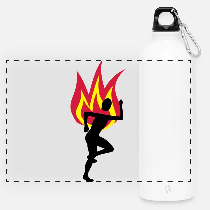 Jogger fire flame - Panoramic Drinks Bottle with Carabiner 750 ml - white