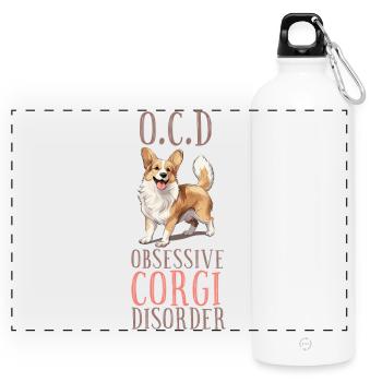 Trouble obsessionnel du corgi - Gourde panoramique avec mousqueton 750 ml - blanc - Devant