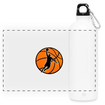 Basketball Power Dunk - Panoramic Drinks Bottle with Carabiner 750 ml - white - Front