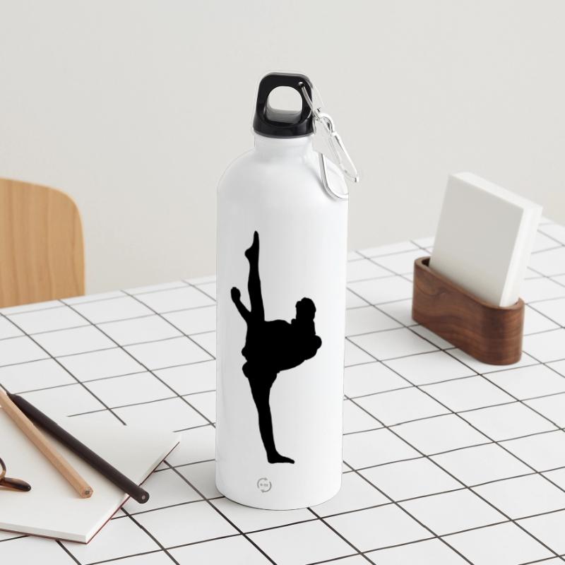 Karate oder Taekwondo High Kick Panorama Trinkflasche mit Karabiner 750 ml