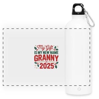 Mamie en 2025 Cadeau Nom Tee - Gourde panoramique avec mousqueton 750 ml - blanc - Devant