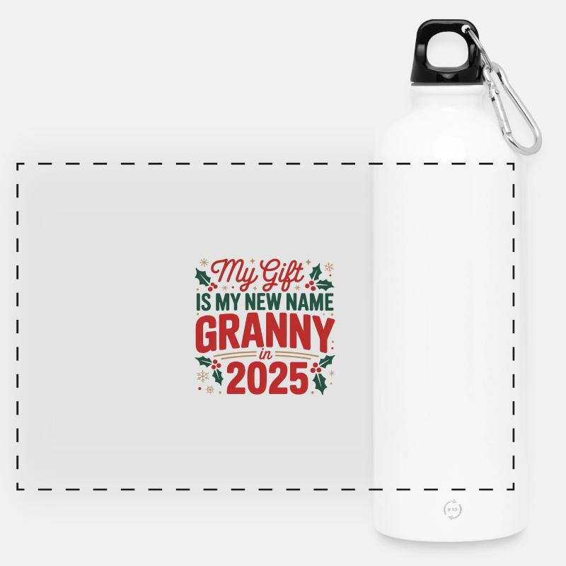 Granny in 2025 Gift Name Tee - Panoramic Drinks Bottle with Carabiner 750 ml - white