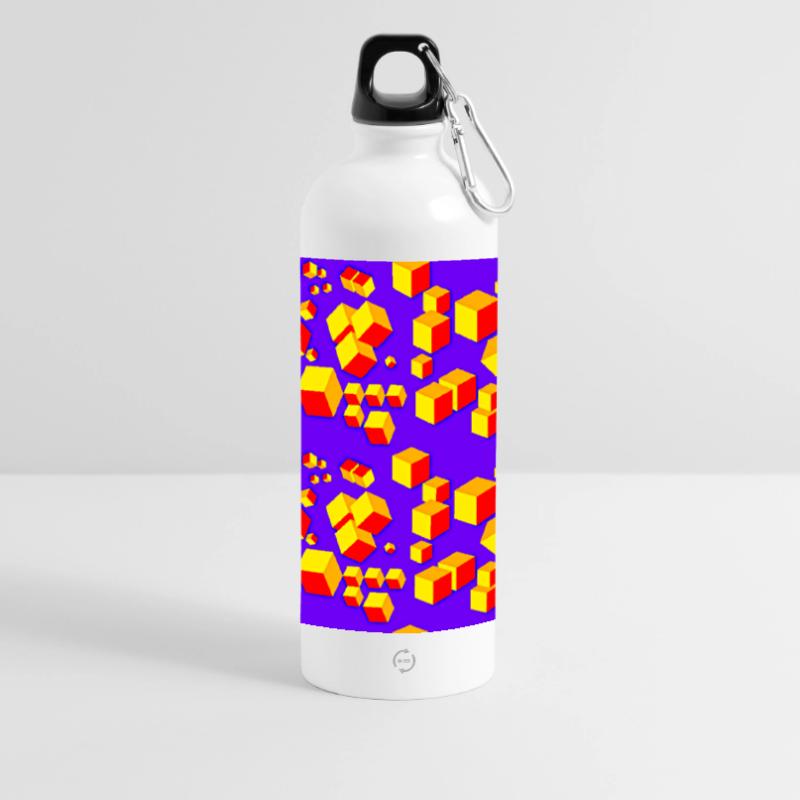 Deco pattern cube colored Panoramic Drinks Bottle with Carabiner 750 ml