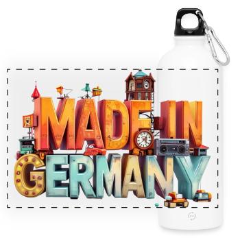 Fabriqués en Allemagne Pop-Art Play Worlds - Gourde panoramique avec mousqueton 750 ml - blanc - Devant