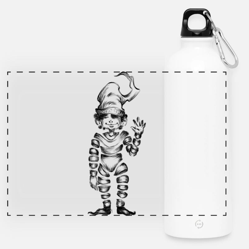 Small black invisible - Panoramic Drinks Bottle with Carabiner 750 ml - white