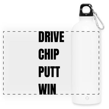 Golf Drive Chip Putt Win - Panorama Trinkflasche mit Karabiner 750 ml - Weiß - Vorne
