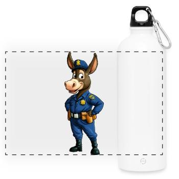 Donkey Police / Cop Mule - Panoramic Drinks Bottle with Carabiner 750 ml - white - Front