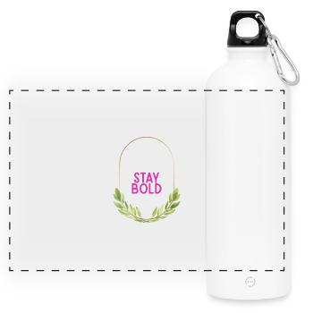 Stay Bold Leaf Wreath Motif - Panoramic Drinks Bottle with Carabiner 750 ml - white - Front