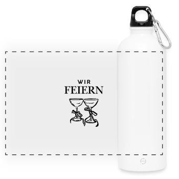 We celebrate - Panoramic Drinks Bottle with Carabiner 750 ml - white - Front