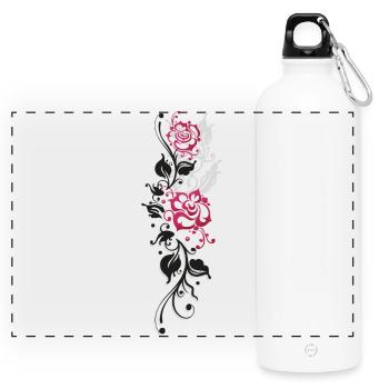 Rose Leaves Pink - Panoramic Drinks Bottle with Carabiner 750 ml - white - Front