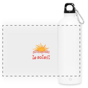 Sonnenaufgang am Meer Le Soleil - Panorama Trinkflasche mit Karabiner 750 ml - Weiß - Vorne