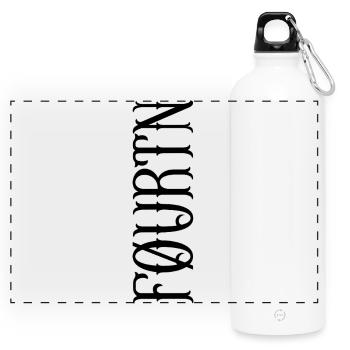 FØURTN Vertical Logo – Streetwear Core Identity - Panoramic Drinks Bottle with Carabiner 750 ml - white - Front