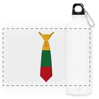 Lithuania Tie – Flag Design - Panoramic Drinks Bottle with Carabiner 750 ml - white - Front
