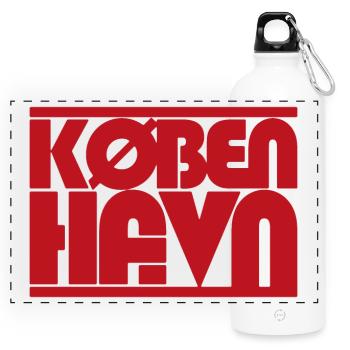 Copenhagen Denmark Typography Design Description - Panoramic Drinks Bottle with Carabiner 750 ml - white - Front