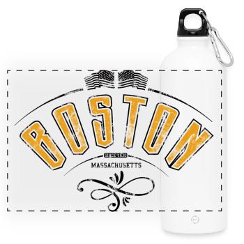 Boston grunge effect - Panoramic Drinks Bottle with Carabiner 750 ml - white - Front