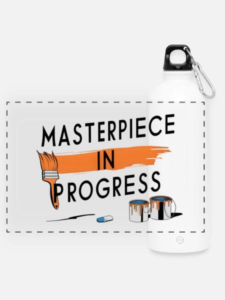 Masterpiece in Progress - Panorama Trinkflasche mit Karabiner 750 ml - Weiß