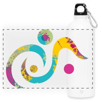Yoga design_19 - Panoramic Drinks Bottle with Carabiner 750 ml - white - Front