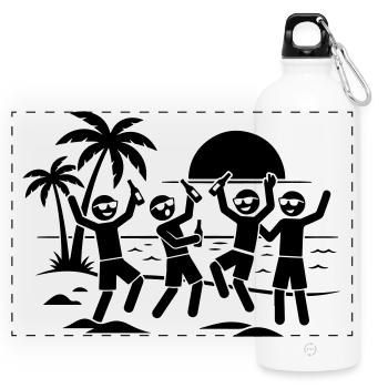 Beach Holiday Party - Panoramic Drinks Bottle with Carabiner 750 ml - white - Front