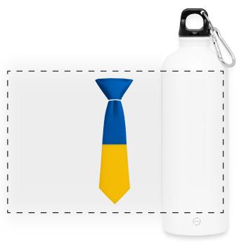 Cravate en blocs de couleur bleu et jaune - Gourde panoramique avec mousqueton 750 ml - blanc - Devant
