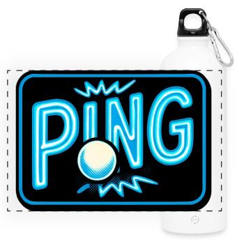 Ping Pong - Tennis de Table - Gourde panoramique avec mousqueton 750 ml - blanc - Devant