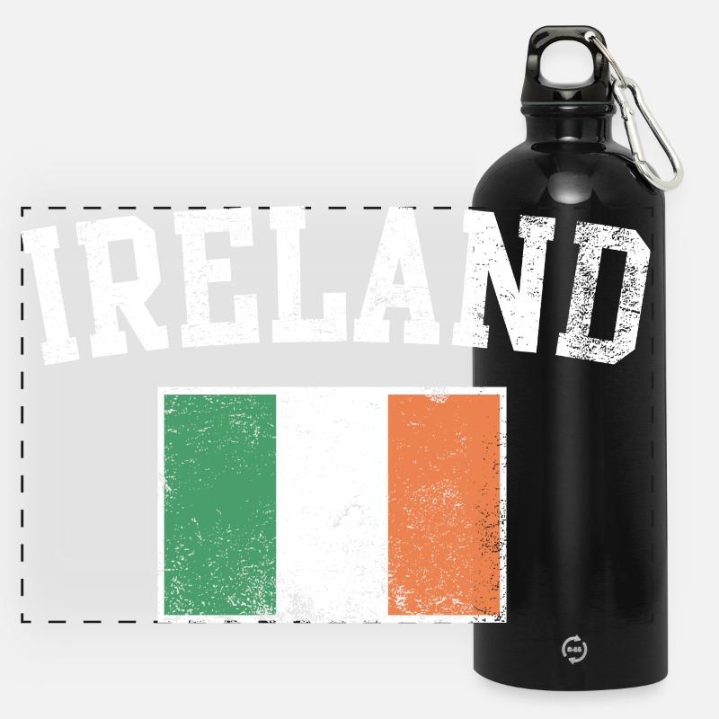 Ireland Flag Varsity Crest Tee - Panoramic Drinks Bottle with Carabiner 750 ml - black