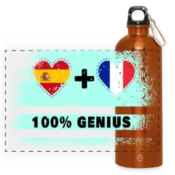 Espagne et France 100% drapeau de génie - Gourde panoramique avec mousqueton 750 ml - orange - Devant