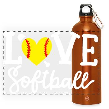 Softball-Spieler Softball - Panorama Trinkflasche mit Karabiner 750 ml - Orange - Vorne