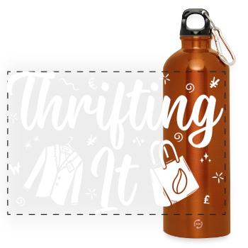Thrift Shop Thrifting It Love Thrifting - Panorama Trinkflasche mit Karabiner 750 ml - Orange - Vorne