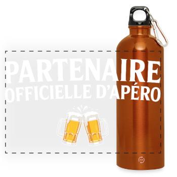 Offizieller Partner Apéro Paar Humor Apéro - Panorama Trinkflasche mit Karabiner 750 ml - Orange - Vorne